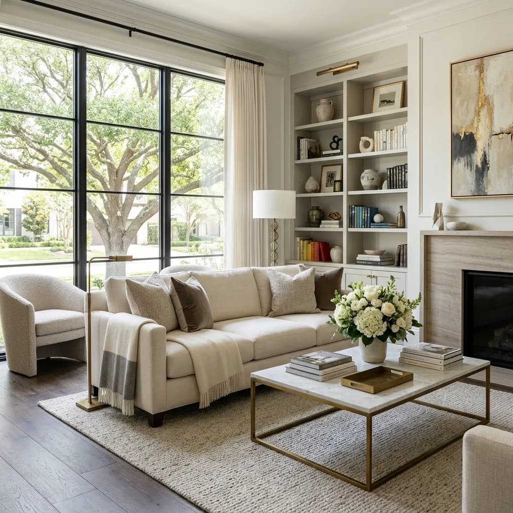 Professionally staged luxury living room